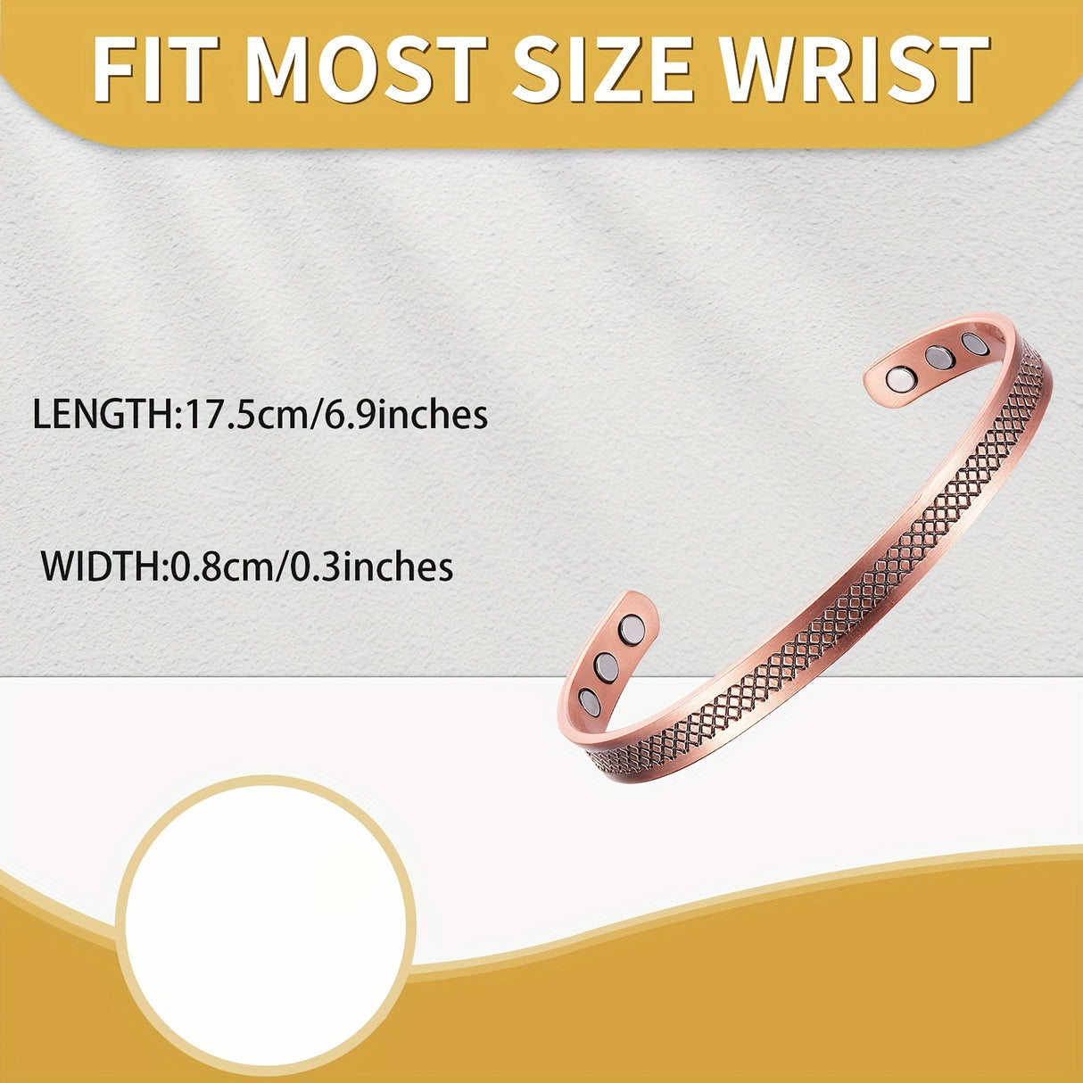 2pcs Copper Bracelets For Women And Men, Copper Magnetic Bracelet With 6pcs Ultra Strength Magnets, Adjustable Copper Cuff Bangle