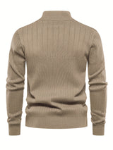 Men's Casual Cotton Warm Slightly Stretch Half Zipper Stand Collar Pullover Sweater For Men Fall Winter