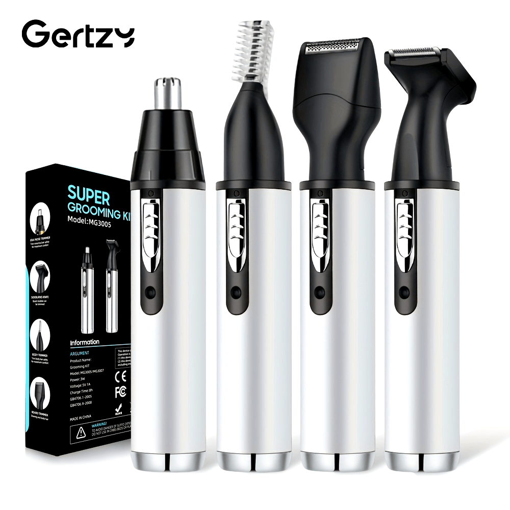4-in-1 Multi-Functional Electric Shaver - Electric Razor with USB Rechargeable, Aluminum Body, Sideburns Trimmer, Eyebrow Trimmer, Nose Hair Trimmer, Base and Advanced Cordless Design for Easy Use