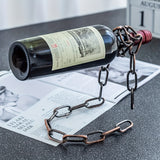 [Iron Chain Wine Holder] Modern Decorative 1pc Iron Chain Wine Bottle Holder - Hanging Wine Rack, Novelty Suspended Bottle Display Stand, Elegant Centerpiece for Living Room, Kitchen Storage Organizer