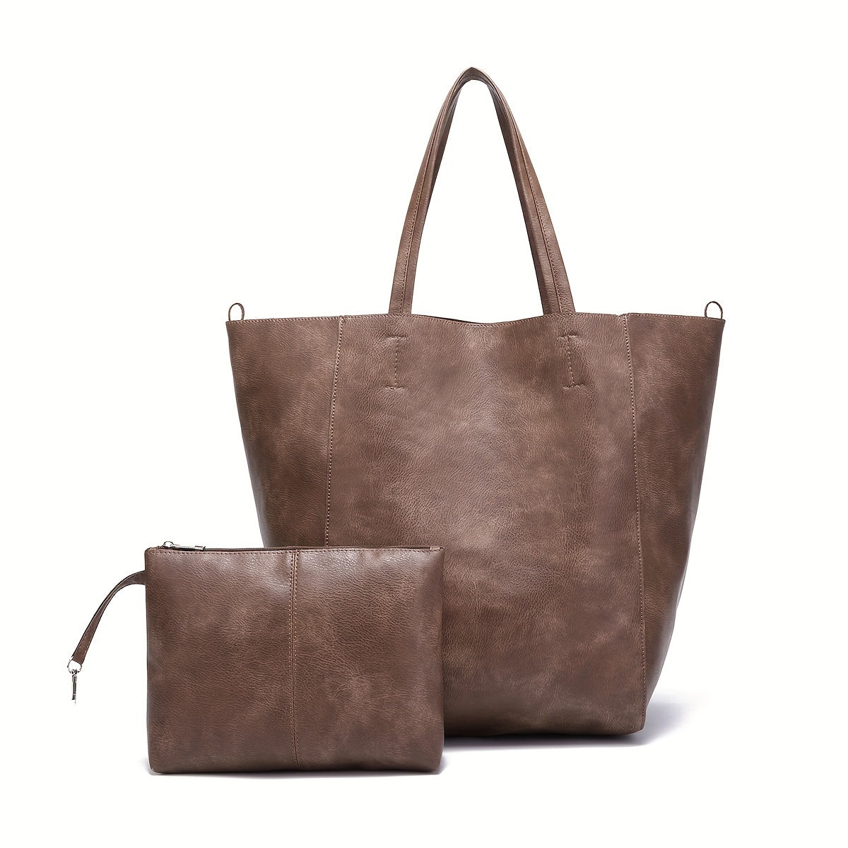 Large Capacity Retro Soft PU Leather Tote Bag - Stylish Buckle Closure Shoulder Bag with Spacious Interior - Trendy Handbag for Women with Classic Design