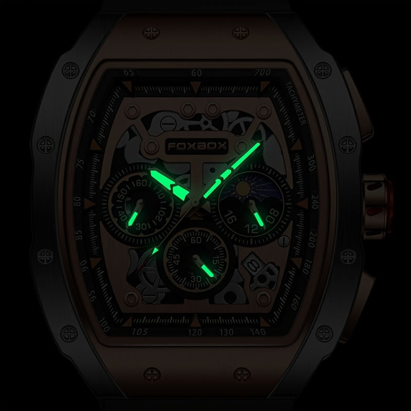 Foxbox Men's Waterproof Quartz Wristwatch, Date Sport Silicone Wrist Watches