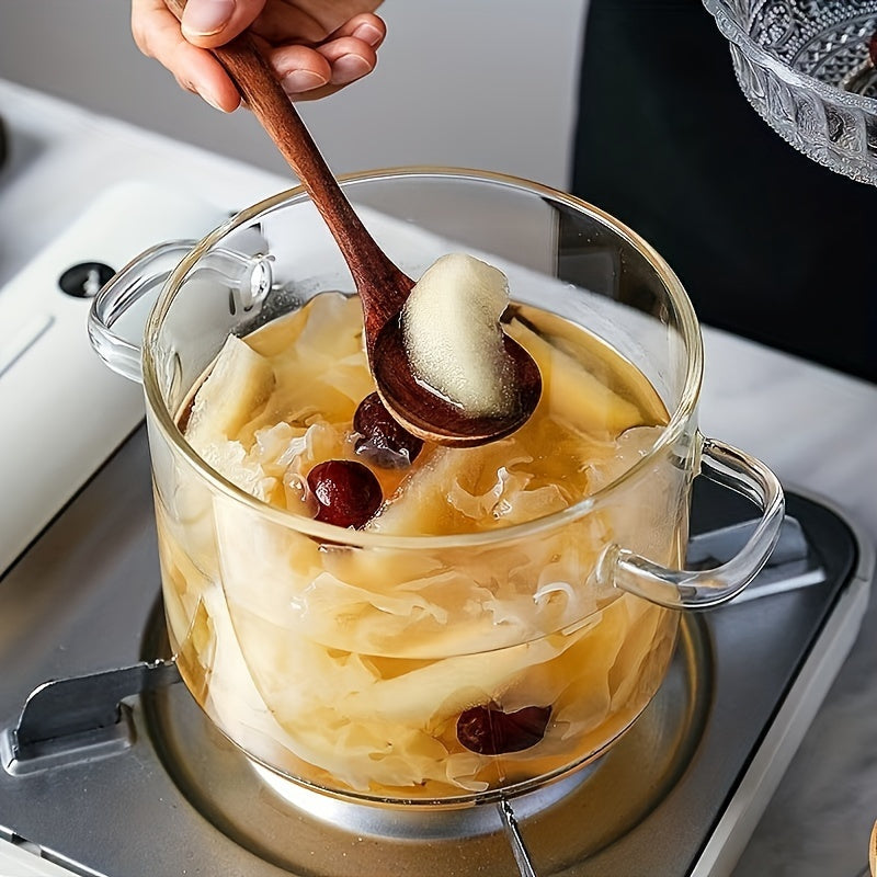 Rust-Resistant Clear Glass Cooking Pot with Lid - Durable Borosilicate Glass, Ideal for Open Flame & Electric Ceramic Stoves, Perfect for Vegetable Production & Soup Stew Cooking, Easy to Clean & Heat Resistant