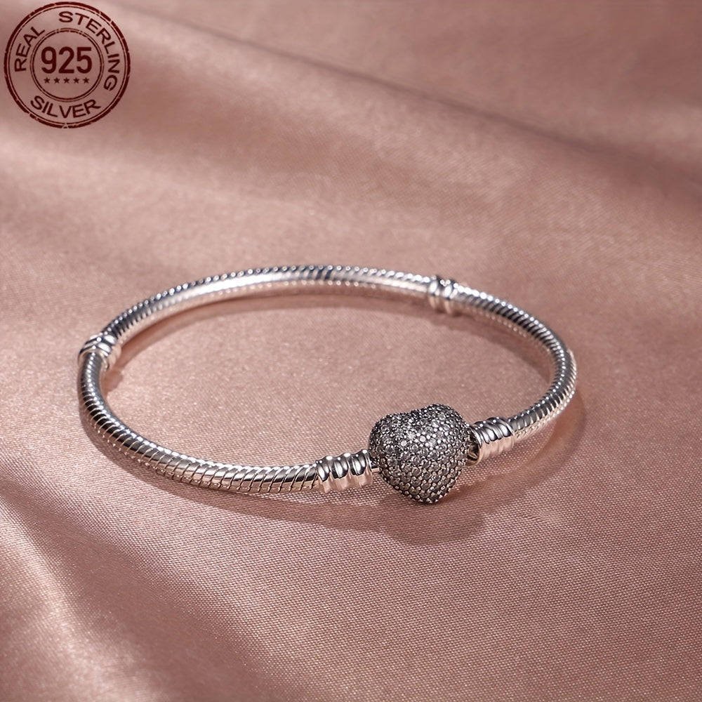925 Silver Everlasting Heart Bracelet Fit Charm Bead DIY Bracelets Women Jewelry For women Gift Silver Gram Weighs 0.35 oz