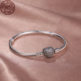 925 Silver Everlasting Heart Bracelet Fit Charm Bead DIY Bracelets Women Jewelry For women Gift Silver Gram Weighs 0.35 oz