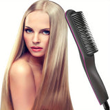 2-in-1 Ceramic Hair Straightener Brush - Advanced, All-in-One Styling Tool with Quick-Heat Tech & LCD Display - Perfect for All Hair Types, Daily Use & Stylish Womens Gift
