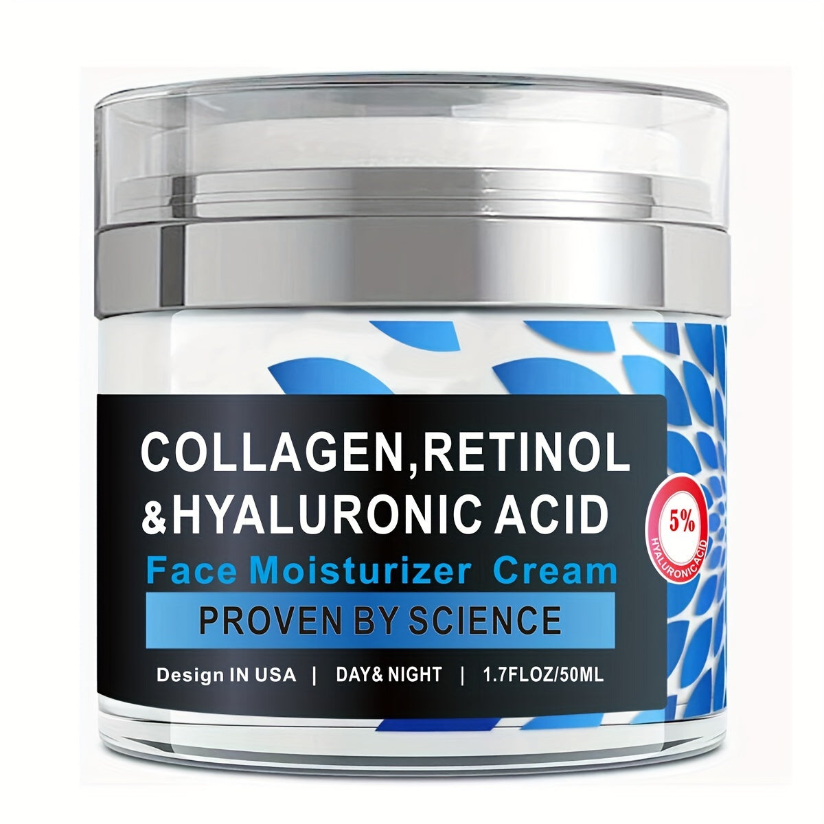 1pc 1.69oz Retinol Moisturizing Cream with Collagen, Hyaluronic Acid & Vitamin E - Hypoallergenic Face Moisturizer for Dry Light, Improves Elasticity, Hydrating Lotion for Women & Men, All Light Types, Daily Skincare, Sleek J