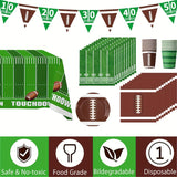 [Football Party Essentials] 60pcs Football Party Supplies Kit - Dinner Plates, Dessert Plates, Napkins, Cups, Banner and Touchdown Tablecloth - Football Birthday Party Gameday Tailgate Party Decorations
