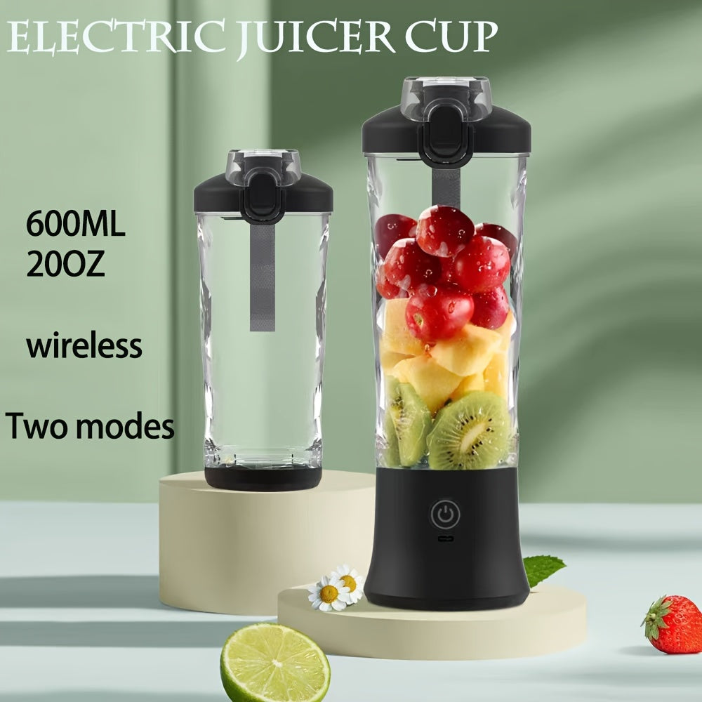 1pc, Portable Electric Juicer Cup Personal Blender-for Shakes & Smoothies Multi-Functional Personal Blender With Ice Crushing Ability, 20.29oz Capacity, USB Rechargeable, Kitchen Accessories Juicer Accessories Back To School
