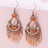Boho Geometric Waterdrop Tassel Earrings for Women - Vintage Style Ear Jewelry
