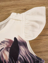 Adorable Western-Themed Baby Girl Romper - Sleeveless, Round Neck with Cute Horse Print, Perfect for Spring/Summer, Western Baby Girl Clothes, Perfect for Outdoor