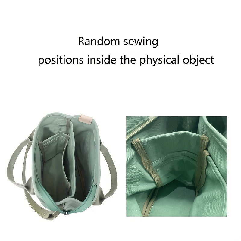 Elegant Canvas Tote Bag: Secure Zipper, Spacious & Lightweight - Perfect for Everyday Use & Comfort