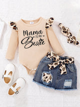 Baby Girl Clothes Newborn long Sleeve Ruffle Romper Short Jeans Pants Leporad Infant Outfits 3pcs 0-18 Months