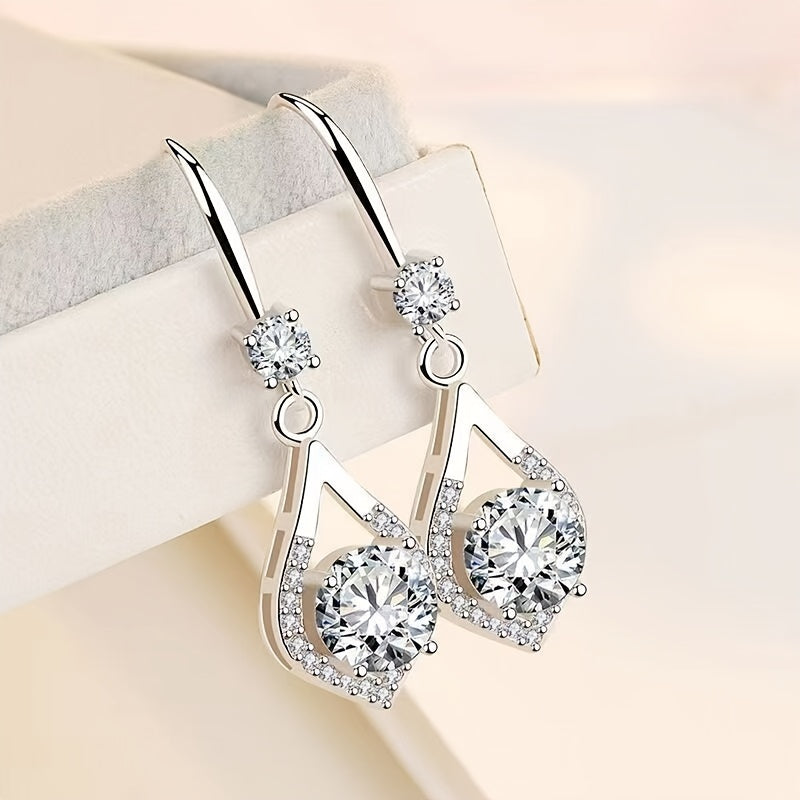 Luxurious Teardrop Moissanite Earrings - 925 Sterling Silver, Classic Sparkle, Hypoallergenic, Nickel-Free, Durable, Timeless Design, Perfect for Engagement, Wedding, Anniversary, Birthday Gift, Elegant Accessory for Any Occa