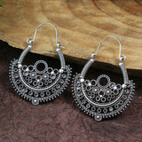 Boho Hollow Dangle Earrings - Vintage Ancient Silver U-Shaped Jewelry for Women