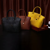 Fashion-Forward Crocodile Pattern Tote Bag - Double Handle Work Purse with Secure Zipper Closure - Perfect for Stylish, Professional Women - A Trendy Daily Accessory