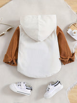 Toddler Boys Stylish Solid Color Hooded Bomber Jacket - Water-Resistant Polyester Fabric, Casual Button Down Coat with Pocket, Regular Fit for Spring and Fall Seasons