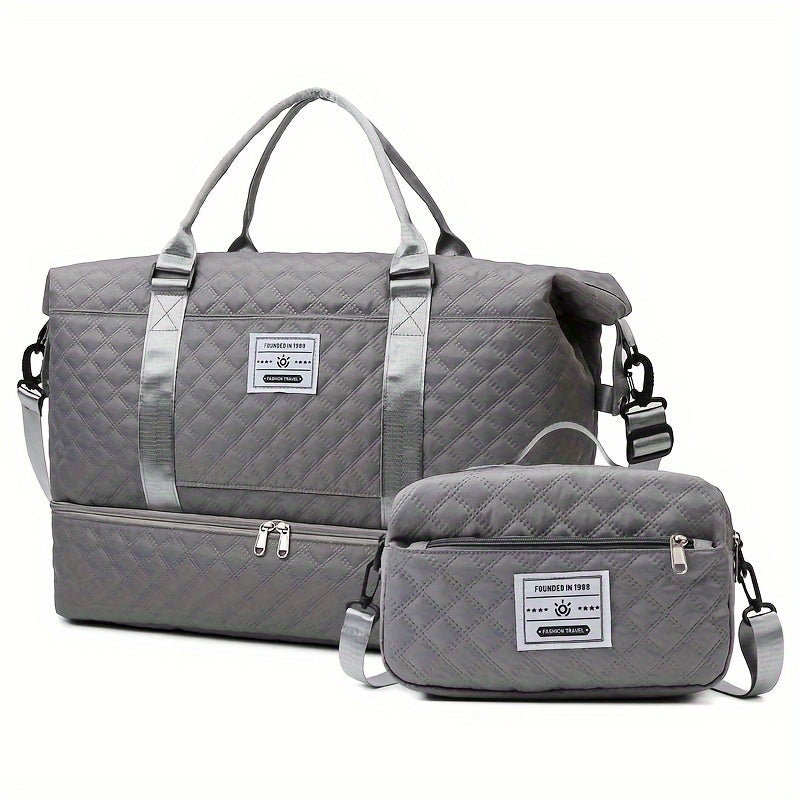 Large Capacity Travel Duffel Bag in Oxford Fabric, Portable Sports Gym Storage Bag, Weekend Overnight Bag for Women