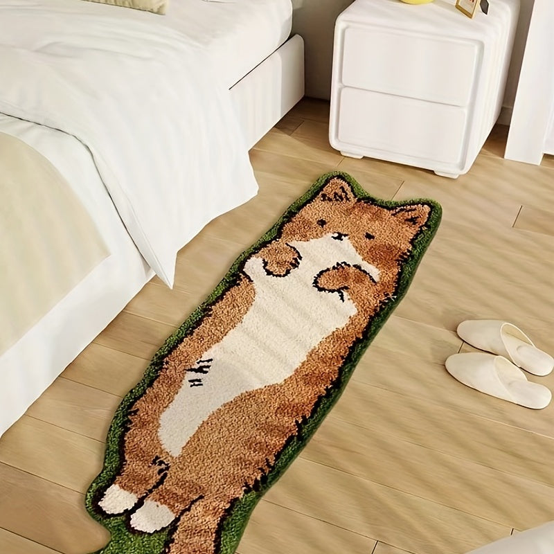 1pc Extra Large Adorable Cat Rug - Luxuriously Soft & Non-Skid, Vibrant Cartoon Animal Pattern for Indoor Bedrooms - Durable, Stylish Accent Carpet Mat