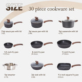 Mix Patio Pots And Pans Set Nonstick, 12/17/30 Pieces Induction Kitchen Cookware Set, Granite Coating Cooking Pans Set (Black, Green)