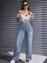 Women'S Clothing For Autumn And Summer, Women'S Summer Wear, Women'S Denim, Overalls, Adjustable Shoulder Straps, Loose Straight Legs, Wide-leg Denim Jumpsuits, Loose Jumpsuits