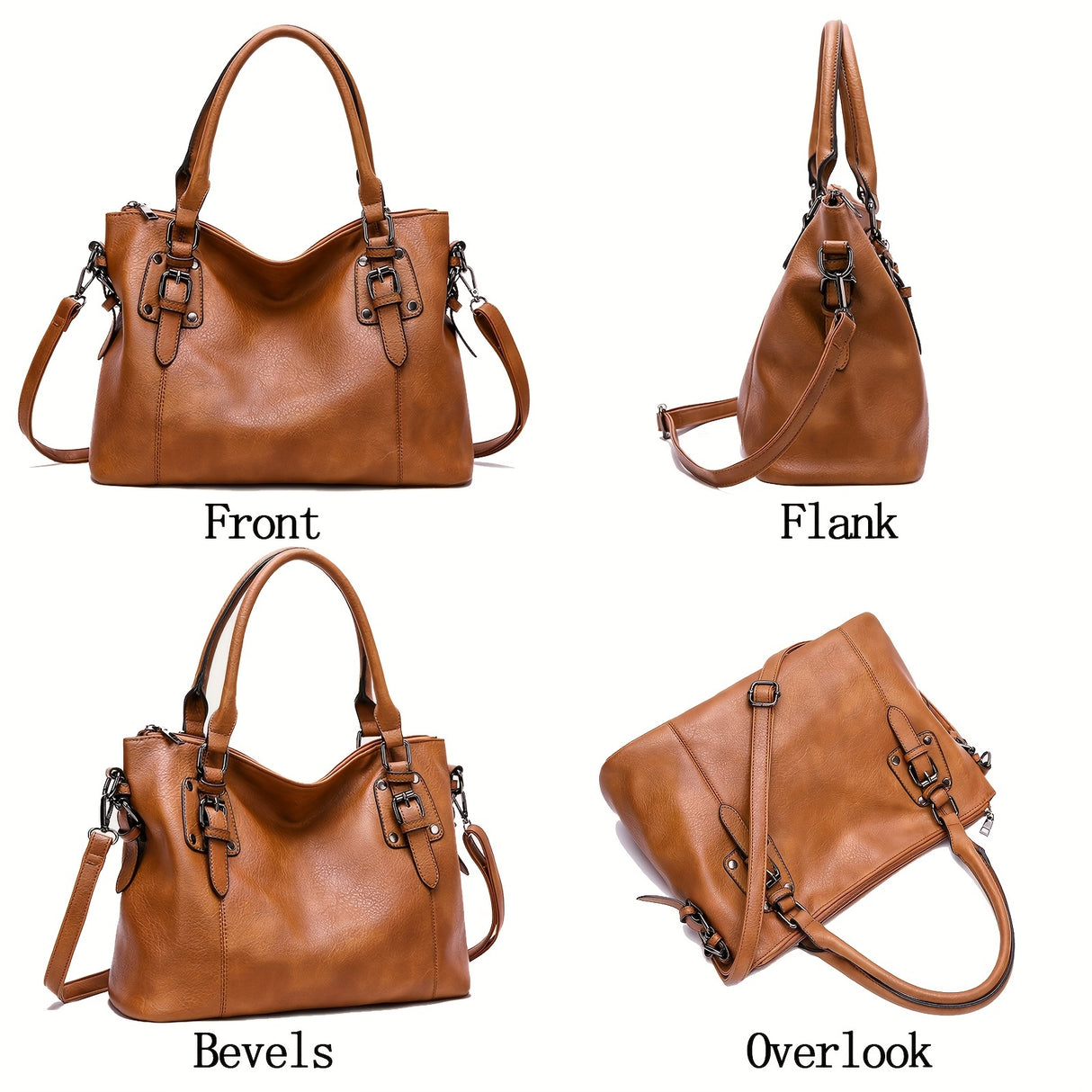 Fashionable Designer Soft Leather Retro Tote Bag - Large Capacity, Multi-pocket Organizer - Casual Ladies Shoulder & Crossbody Bag with Adjustable Strap - Perfect Mothers Day Gift for Her - Durable, Stylish, and Versatile Pur