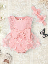 Baby Girl Clothes Newborn Romper Dress Infant Lace Ruffle Sleeveless Summer one-piece Outfits with Headband 0-12 Months