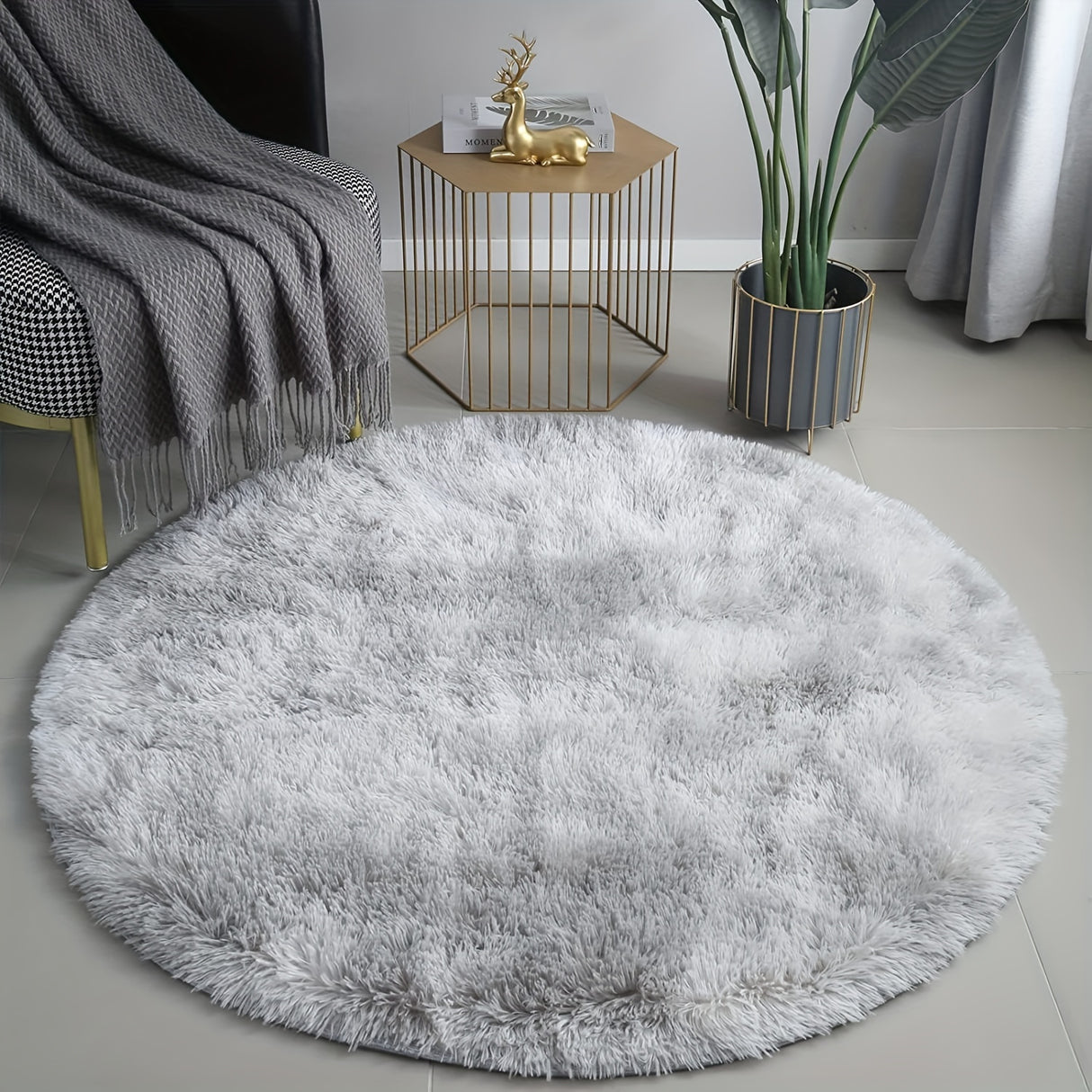 1pc Luxurious Shaggy Rug - Ultra-Soft, Non-Slip, Water-Resistant for Home Comfort - Ideal for Bedroom, Living Room, Nursery & Dorm Decor (4x4)