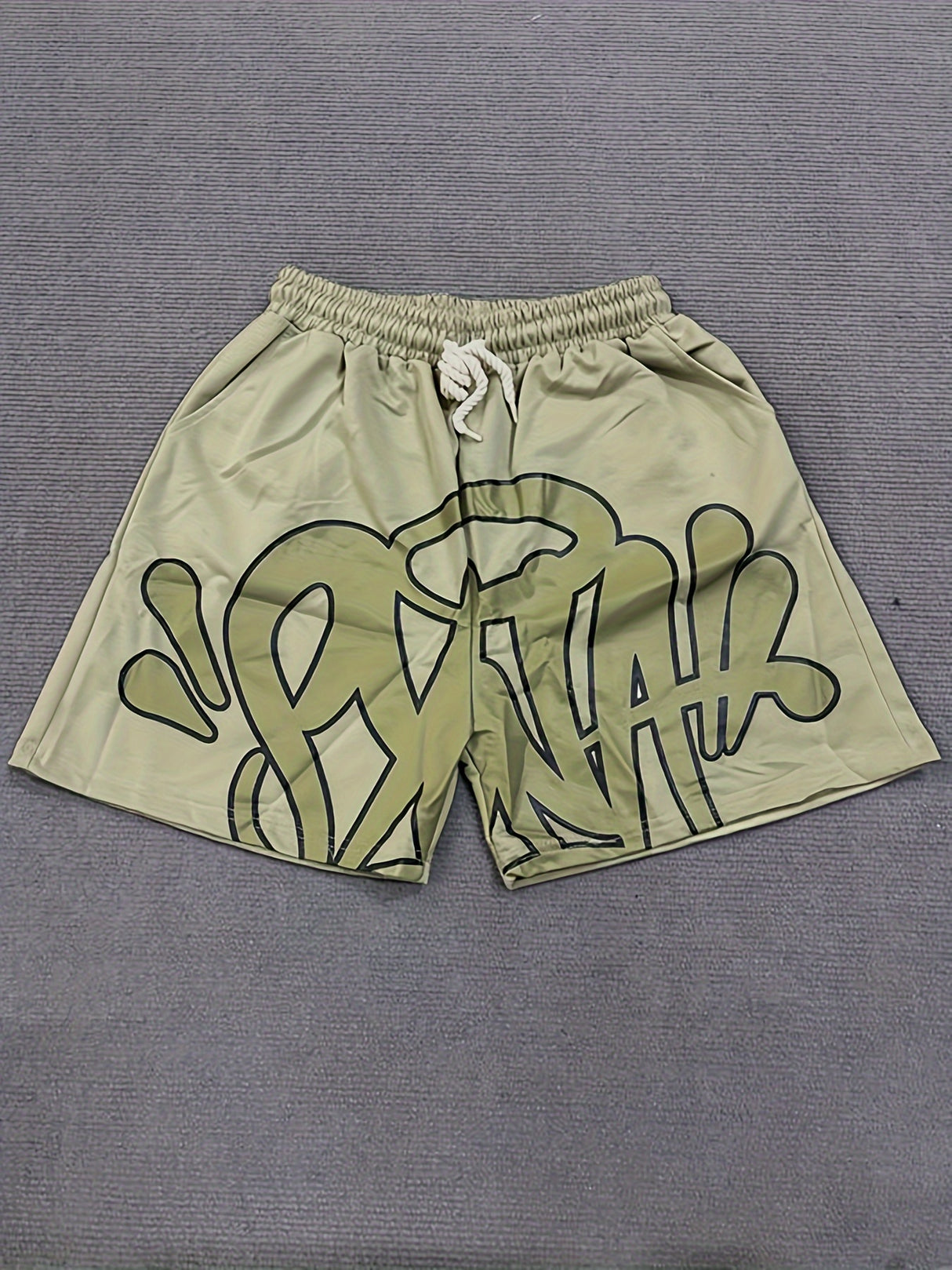 Casual Retro Hip Hop Print Drawstring Shorts for Men & Women - Y2K-Inspired Cotton Blend, Machine Washable, Streetwear Fashion
