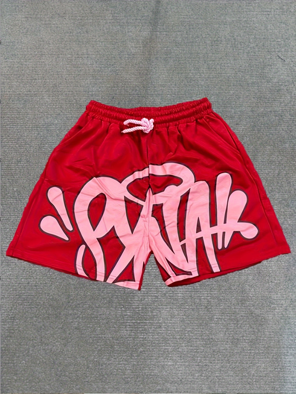 Casual Retro Hip Hop Print Drawstring Shorts for Men & Women - Y2K-Inspired Cotton Blend, Machine Washable, Streetwear Fashion
