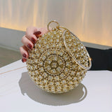 Glamorous Rhinestone Evening Clutch - Women's Elegant Round Handbag for Prom, Party, Wedding, Carnaval, Music Festival - Sparkling Glitter Top Ring Design, Stylish Accessory for Night Out