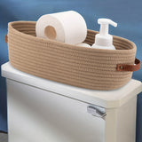 1pc Woven Storage Basket with Handle, Multifunctional Desktop Storage Box, Toilet Paper Storage Box On Top Of Toilet Top, double handle desktop home organizer - perfect bathroom essentials