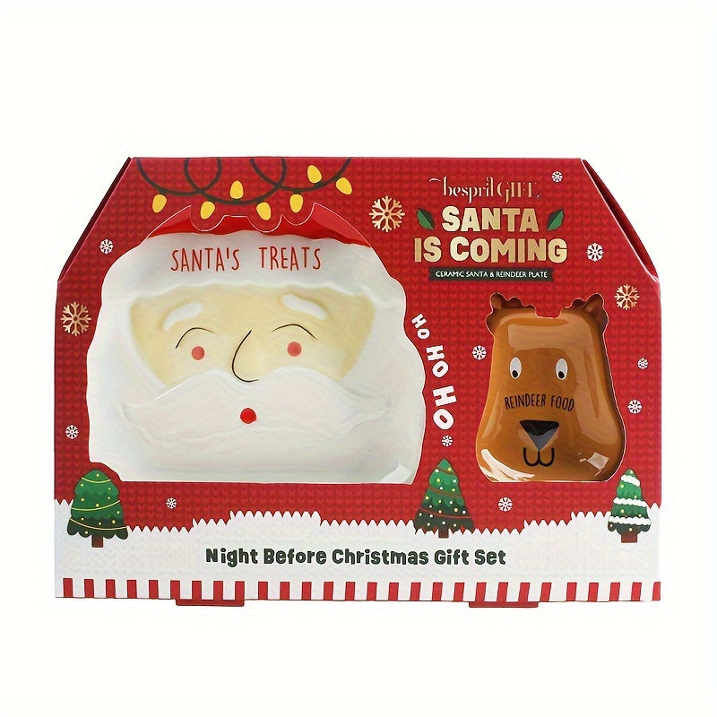 1 Set Hand-painted 3D Ceramic Christmas-themed Tableware Set with Plates, Cups, and Gift Boxes, Perfect as a Small Gift