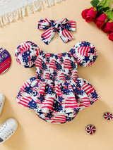 Baby Girl My 1st 4th of July Outfits, Baby Girl American Flag Print Romper 4th of July Baby Girl Outfits