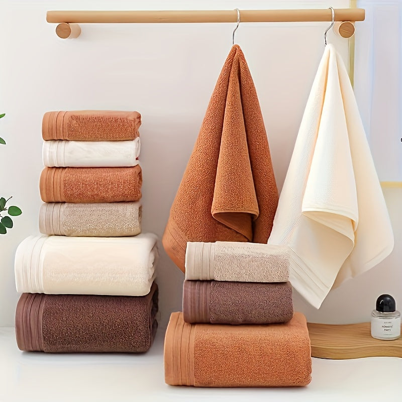 6-Piece Luxury Cotton Towel Set - Ultra-Absorbent, Quick-Drying, Super Soft, and Thickened for Bathroom Essentials - Complete Home Bathroom Supplies with 2 Washcloths, 2 Hand Towels, and 2 Bath Towels