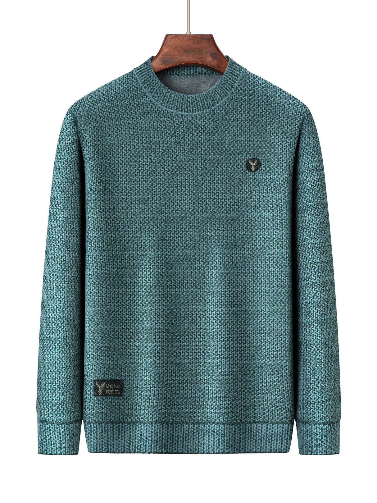 All Match Knitted Retro Sweater, Men's Casual Warm Mid Stretch Crew Neck Pullover Sweater For Men Fall Winter