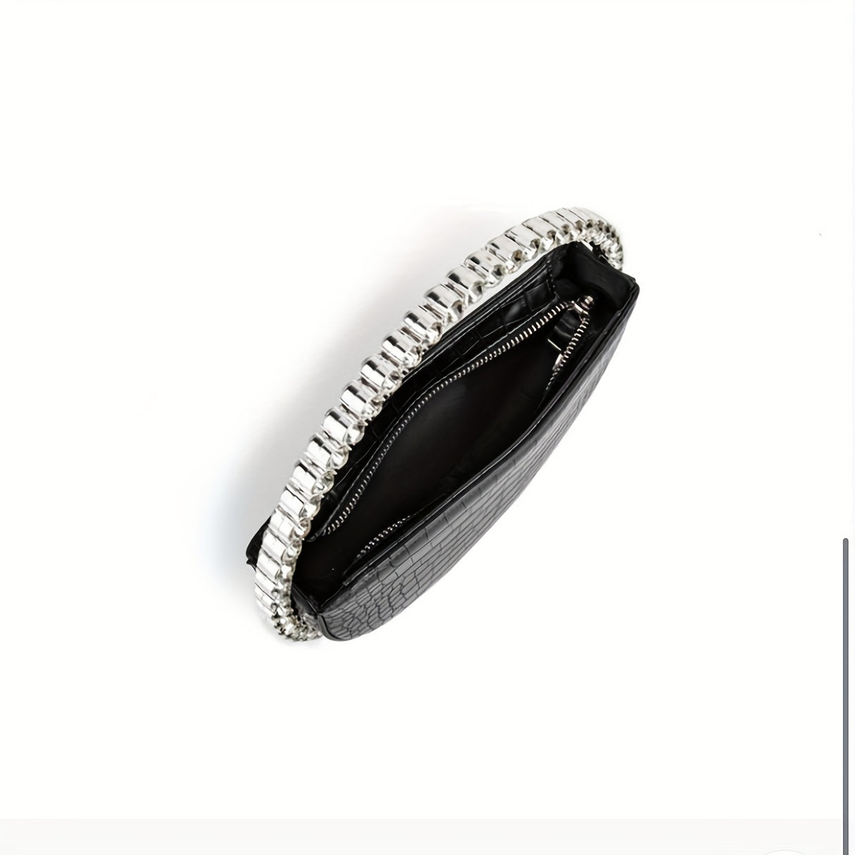 Luxurious Round Rhinestone Clutch Bag - Zipper Closure, Faux Leather Lining, Solid Color, Elegant Party Prom Wedding Handbag for Women - Trendy and Chic Evening Purse