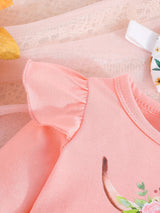 Cozy Cotton Blend Baby Girl 3-Piece Set - Cow Print, Long Sleeve, Bow Accents for Fall/Winter