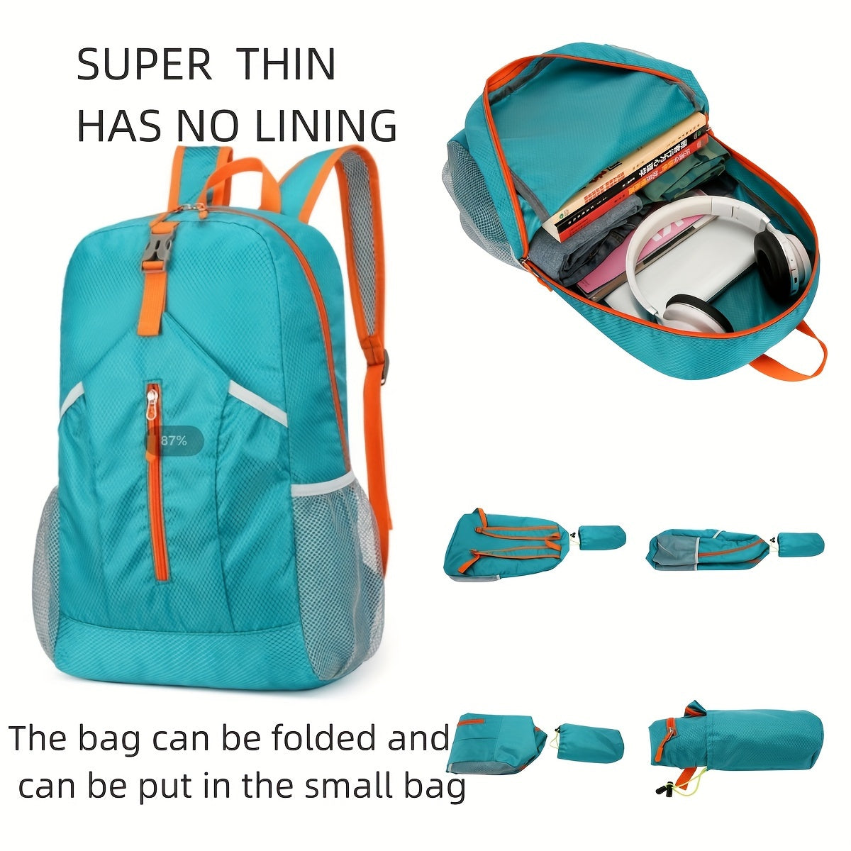25L Foldable Outdoor Sports Backpack, Waterproof Mountaineering Hiking Travel Daypack, Color Contrast School Bag