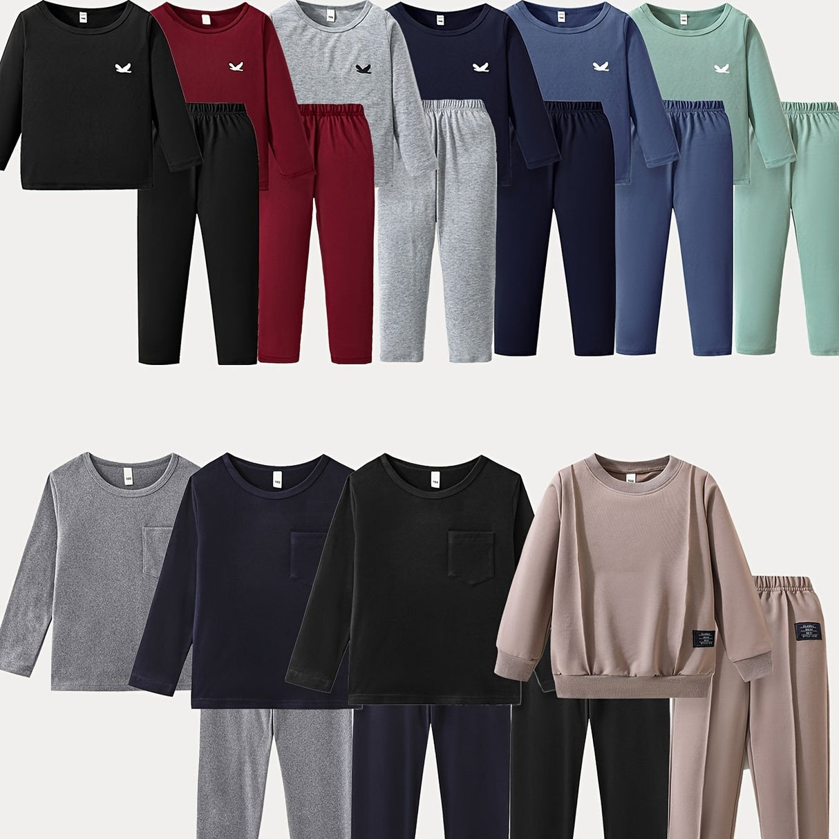 20PCS Long Sleeved Casual Chic Pigeon Suit Color Matching Suit Sports Suit 10 Tops And 10 Pairs Of Pants Boys Clothes Clearance Hawker Halloween Clothes Young Gift Boys Winter Clothes