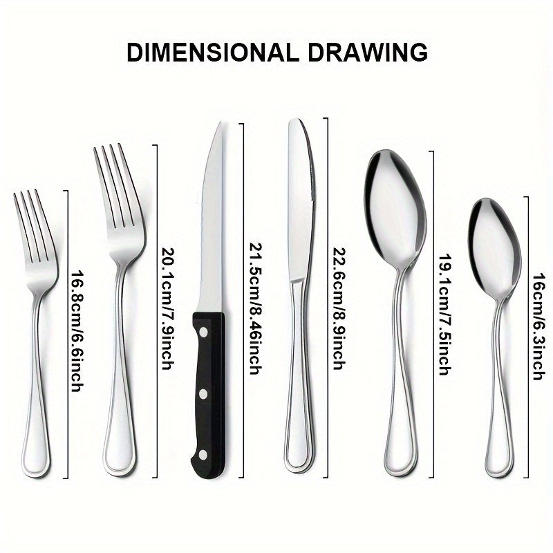 48/72pcs Silverware Set, Including Steak Knife, Premium Stainless Steel Cutlery Set, Knife, Spoon, And Fork Set, Dishwasher Washable, Stylish Design