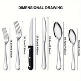 48/72pcs Silverware Set, Including Steak Knife, Premium Stainless Steel Cutlery Set, Knife, Spoon, And Fork Set, Dishwasher Washable, Stylish Design