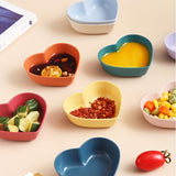 10pcs, Heart Shaped Sauce Dipping Bowls, Wheat Straw Dip Bowls, Small Plastic Appetizer Plates, Dinnerware, Home Kitchen Accessories