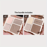 4 Colors JU DUO Warm/ Cold Matte Shimmer Color Facial Pressed Powder Highlighter Contour Nose Shadow Palette