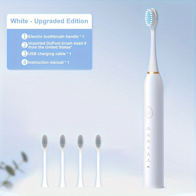 60-Day Long-Lasting 4-Hour Fast Charge Electric Toothbrush for Women and Girls, 8 Brush Heads, 42,000 VPM Whitening, 2 Min Smart Timer, 6 Cleaning Modes