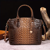 Fashion-Forward Crocodile Pattern Tote Bag - Double Handle Work Purse with Secure Zipper Closure - Perfect for Stylish, Professional Women - A Trendy Daily Accessory