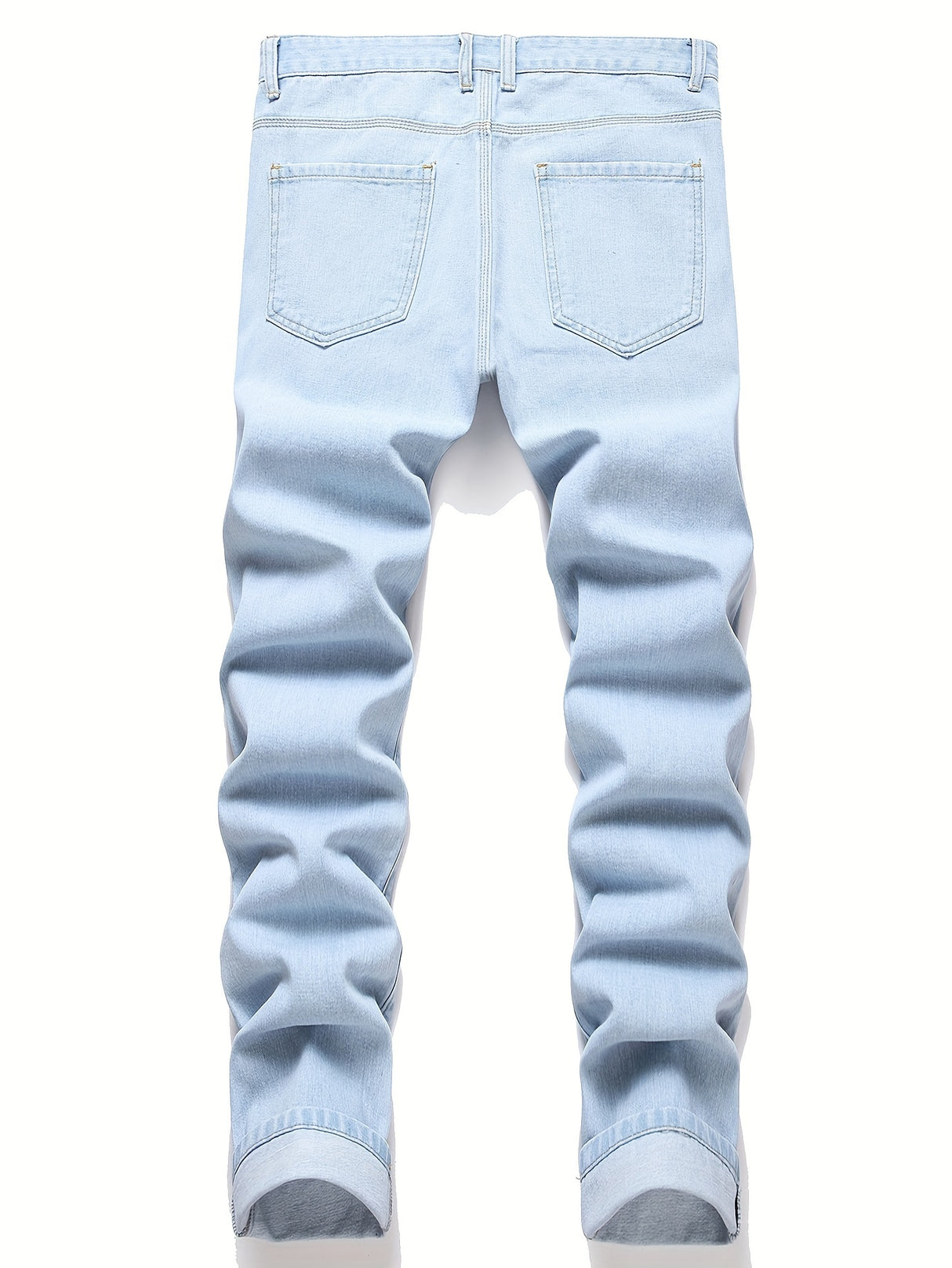 Men'S Slim Fit Letter & Heart Embroidered Ripped Jeans for men