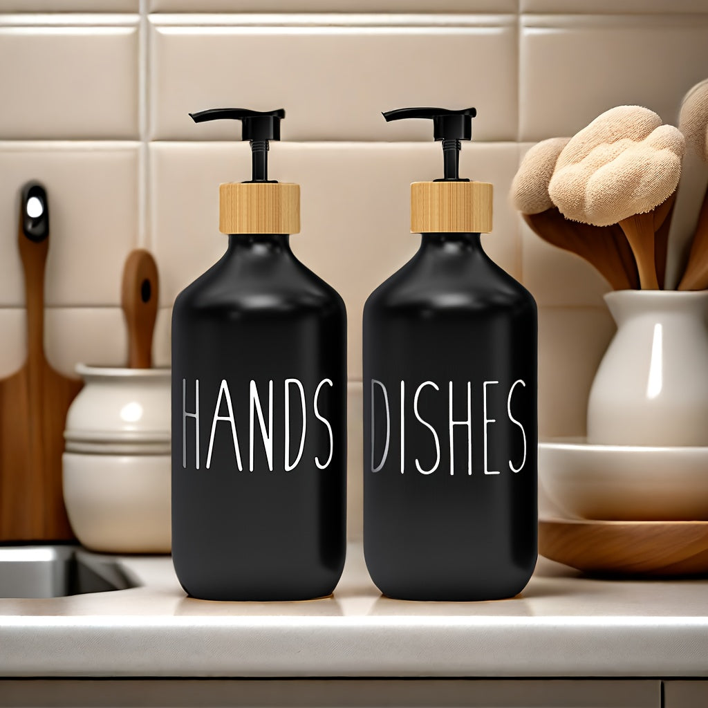 2pcs Soap Dispenser Set, Countertop Lotion Bottle, Bathroom Hand Soap Dispenser, Refillable Empty Bottle For Hand And Dish Soap, Bathroom Accessories, Home Decor
