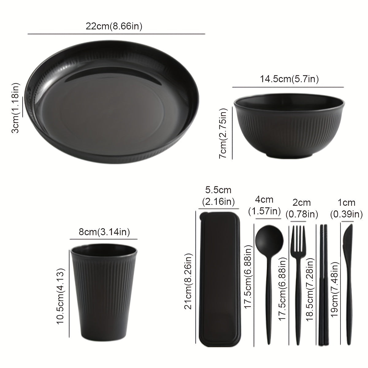 32pcs Modern Plastic Dinnerware Set - Round Tableware with Holiday Theme, Includes Plates, Bowls, Cups, Knives, Forks, Spoons, Chopsticks - Durable, Anti-Fall Design for Home, Restaurant, Outdoor Use