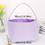1pc Large Capacity Tote Bag, Easter Gift Bag, Easter Eggs Storage Bucket, Striped Seersucker Bunny Bag, Hunting Easter Eggs Handbag, Easter Party Decorations Gifts Bag, Party Tote Bags, Easter Gift Party Supplies